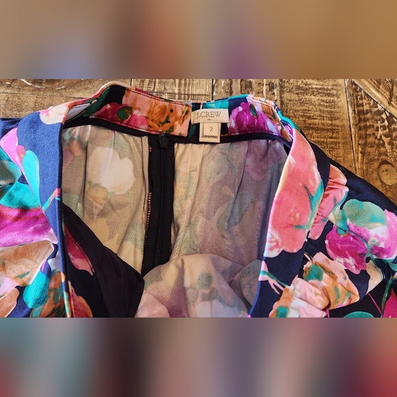 J. CREW Bright Floral A-Line Knee Length Cotton Skirt Size 2 - Picture 6 of 9